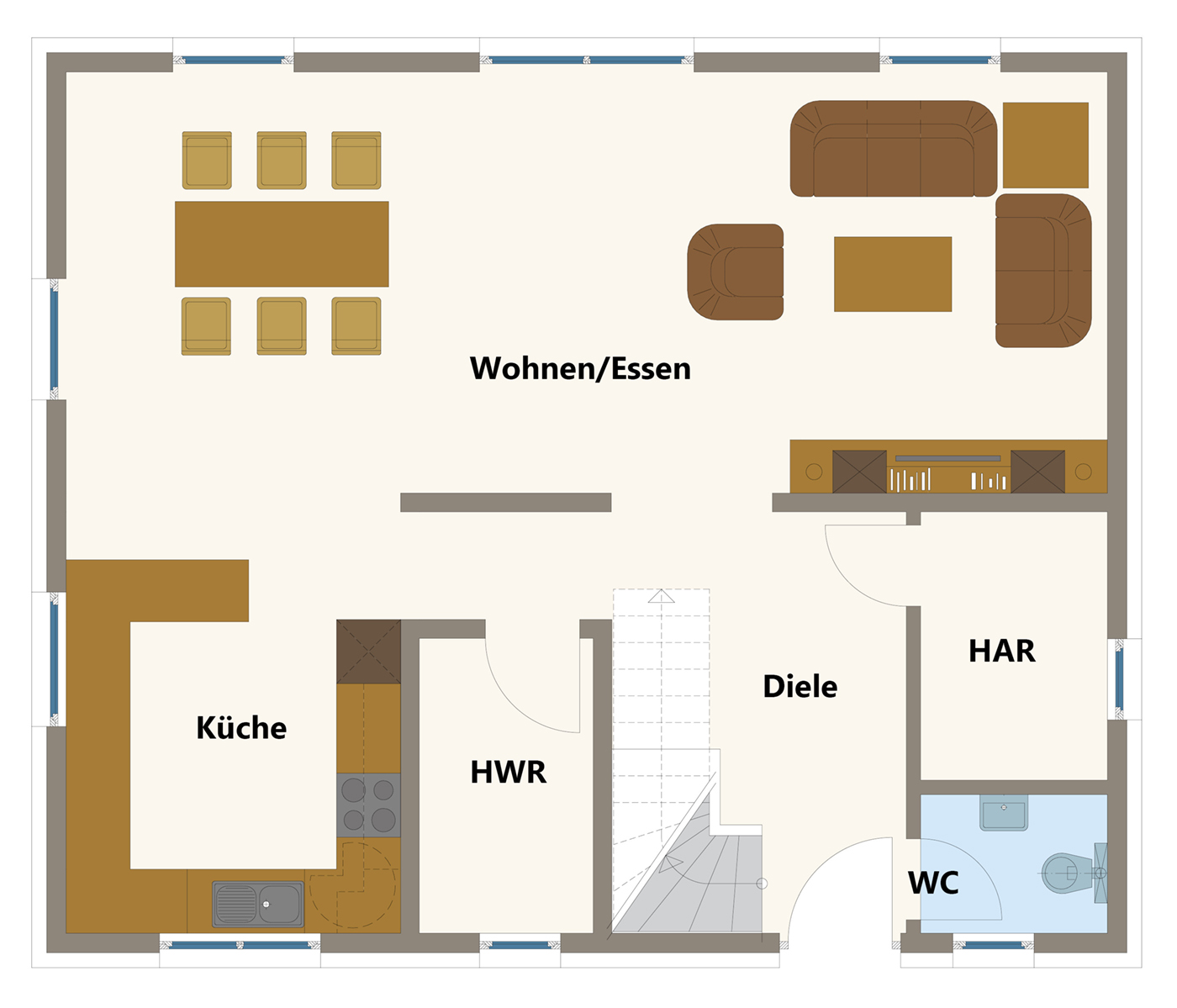 Aktionshaus Stadthaus Seesen mit großem Wohn-, Essbereich und Kochbereich