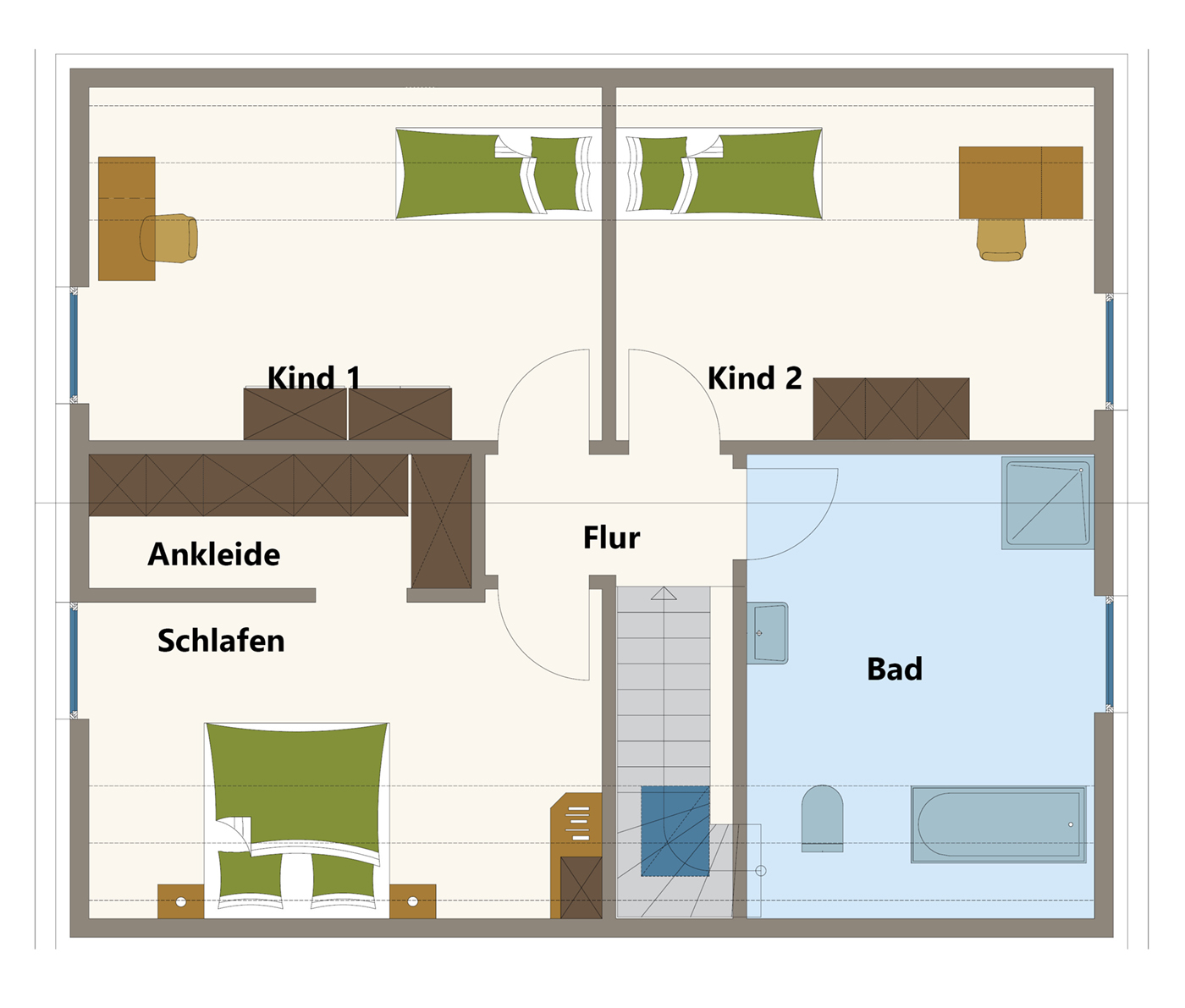 Aktionshaus Stadthaus Seesen mit zwei Kinderzimmern und Schlafzimmer mit Ankleide