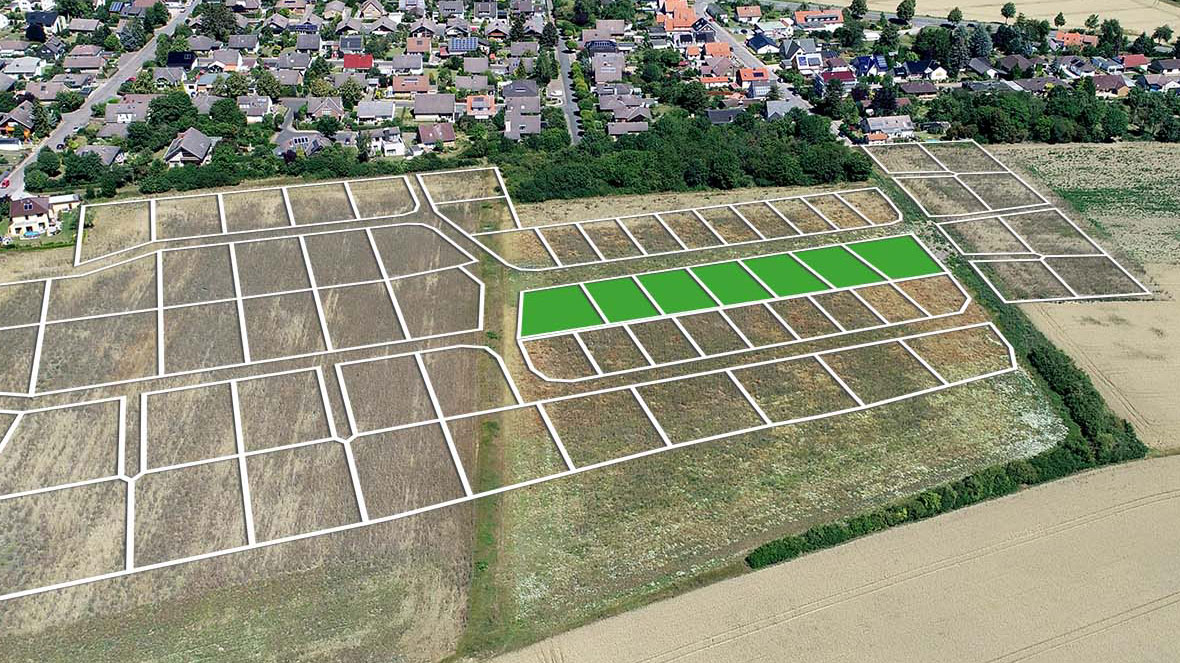 Lageplan der exklusiven Grundstücke der Elm Bau im Baugebiet in Königslutter